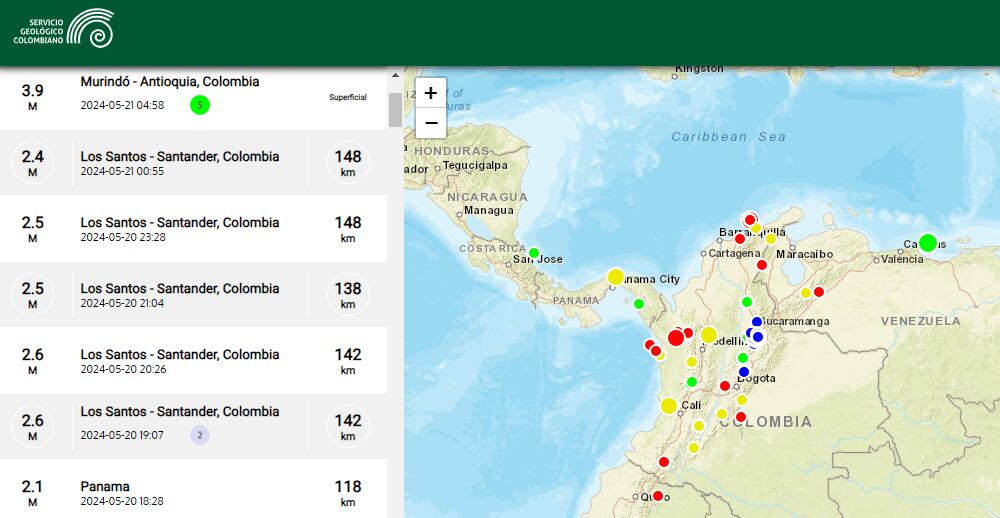 Santander y el Pacífico son las regiones del país donde más tiembla.