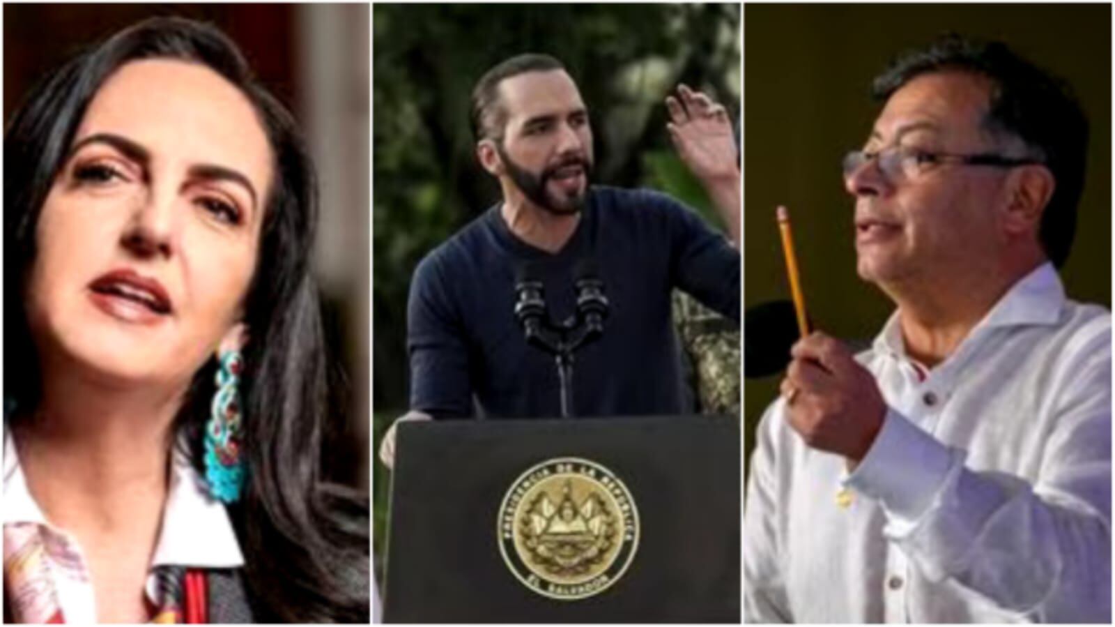 Senadora María Fernanda Cabal, presidente de El Salvador Nayib Bukele, presidente de Colombia Gustavo Petro