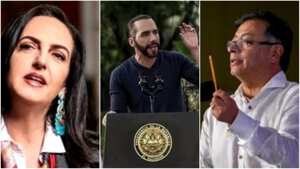 Senadora María Fernanda Cabal, presidente de El Salvador Nayib Bukele, presidente de Colombia Gustavo Petro