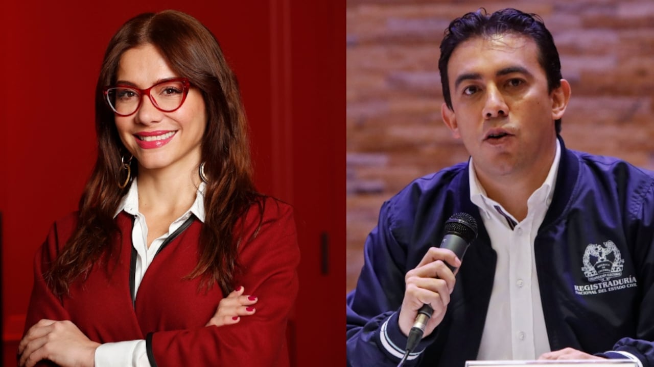 La representante Cathy Juvinao y el registrador Alexander Vega.