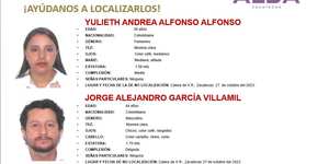 Yulieth Alfonso y Jorge Andrés García desaparecieron junto a sus tres hijos en un municipio de Zacatecas.