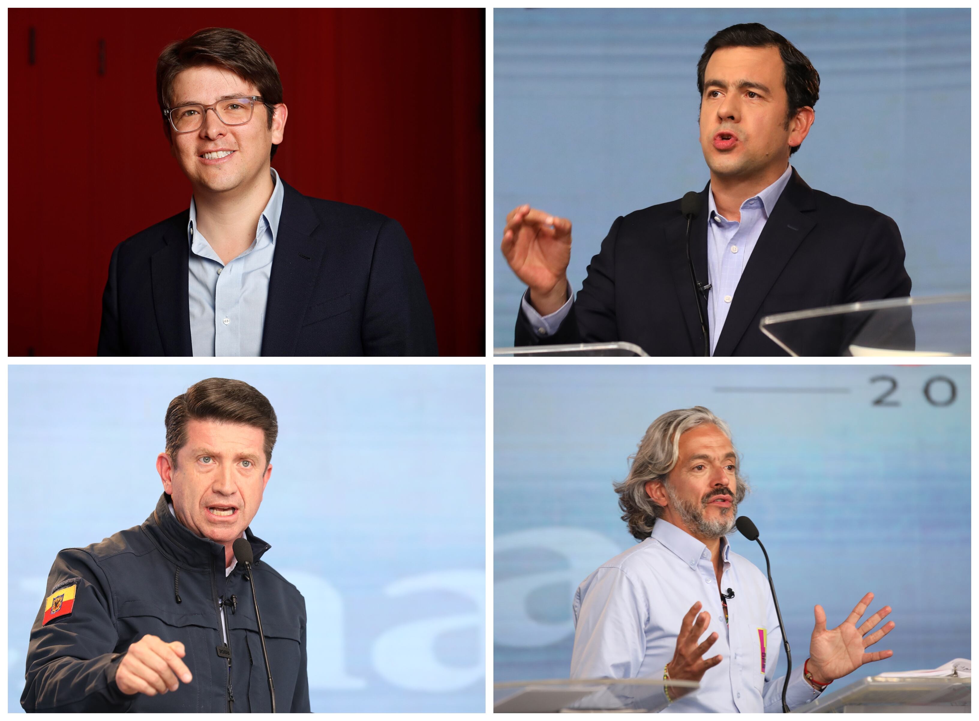 En la foto: el senador Miguel Uribe y los candidatos a la Alcaldía de Bogotá: Rodrigo Lara, Diego Molano, Juan Daniel Oviedo.