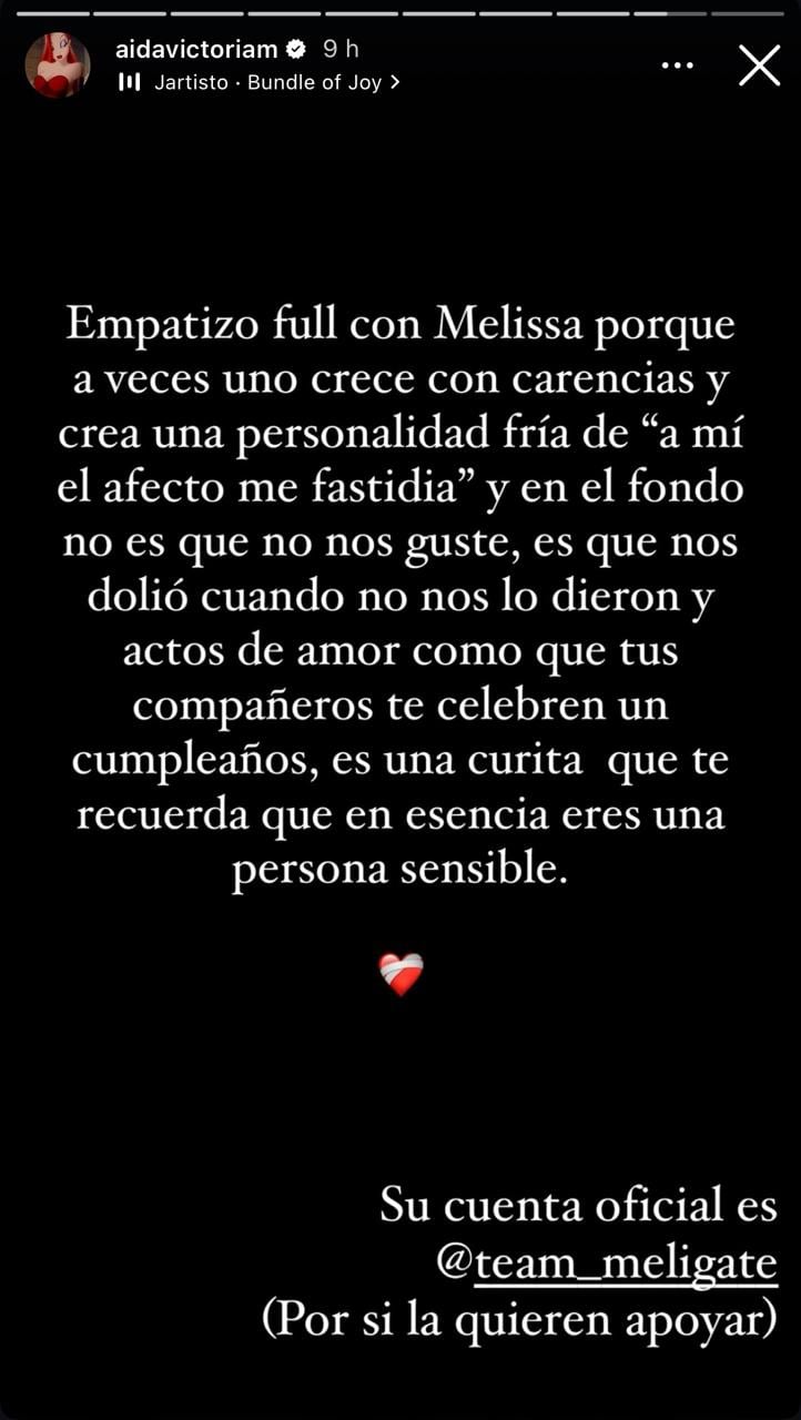 Aída Victoria Merlano se solidarizó con Melissa Gate
