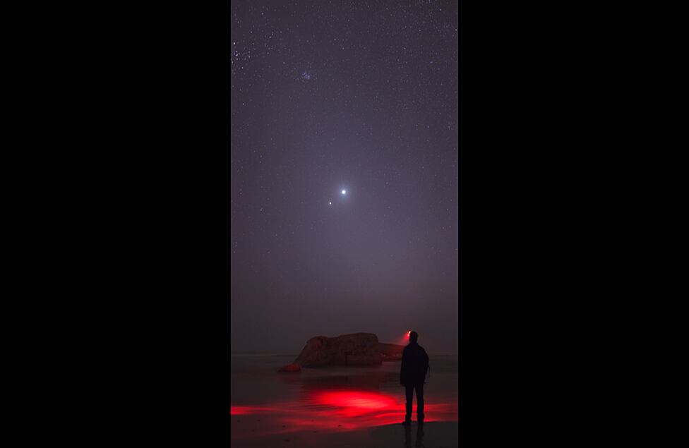 El ganador en la categoría Gente y Espacio: Venus-Júpiter en conjunción cercana, de Laurent Laveder (France).