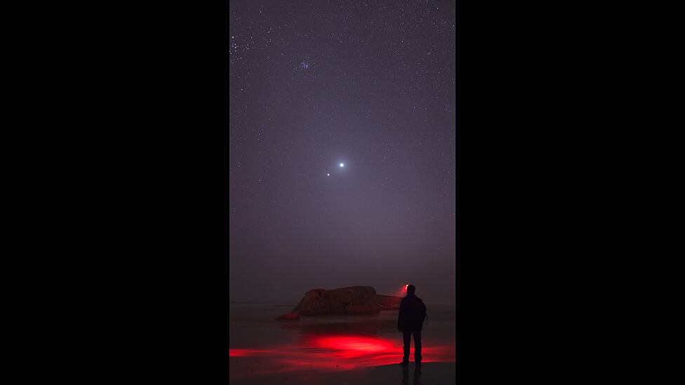 El ganador en la categoría Gente y Espacio: Venus-Júpiter en conjunción cercana, de Laurent Laveder (France).