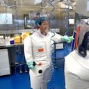 WUHAN, CHINA - FEBRUARY 23 2017: Virologist Shi Zheng-li, left, works with her colleague in the P4 lab of Wuhan Institute of Virology (WIV) in Wuhan in central China's Hubei province Thursday, Feb. 23, 2017.- PHOTOGRAPH BY Feature China / Barcroft Studios / Future Publishing (Photo credit should read Feature China/Barcroft Media via Getty Images)