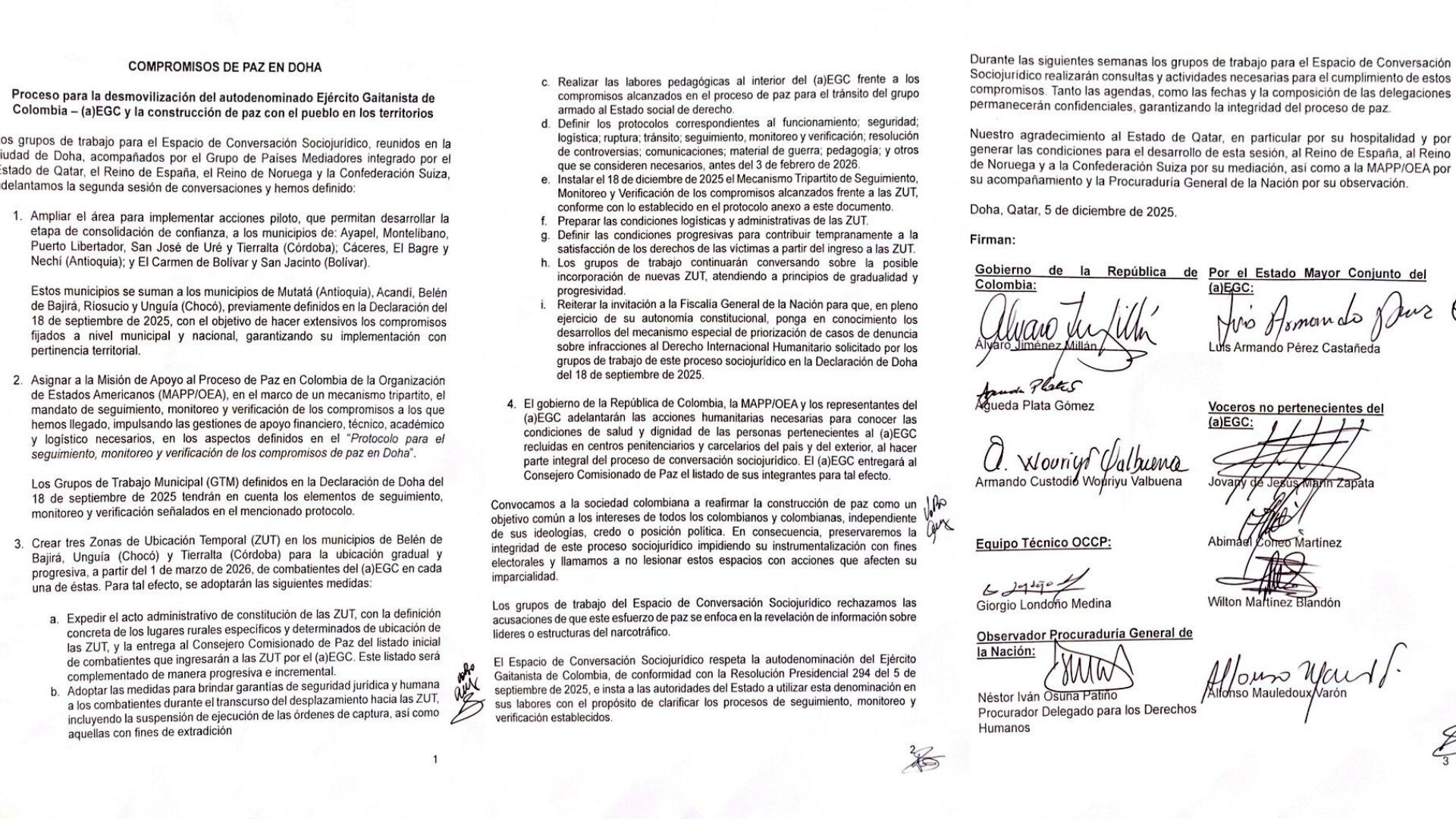 Acuerdos entre el Clan del Golfo y el Gobierno Nacional