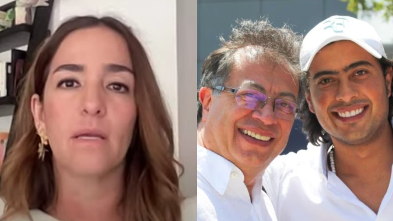 De izquierda a derecha: Lina María Arbeláez, exdirectora del ICBF, y el presidente Gustavo Petro y su hijo Nicolás.