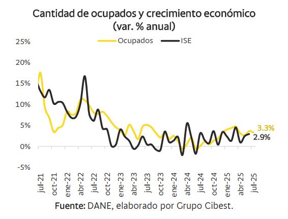 Cantidad de ocupados y crecimiento económico