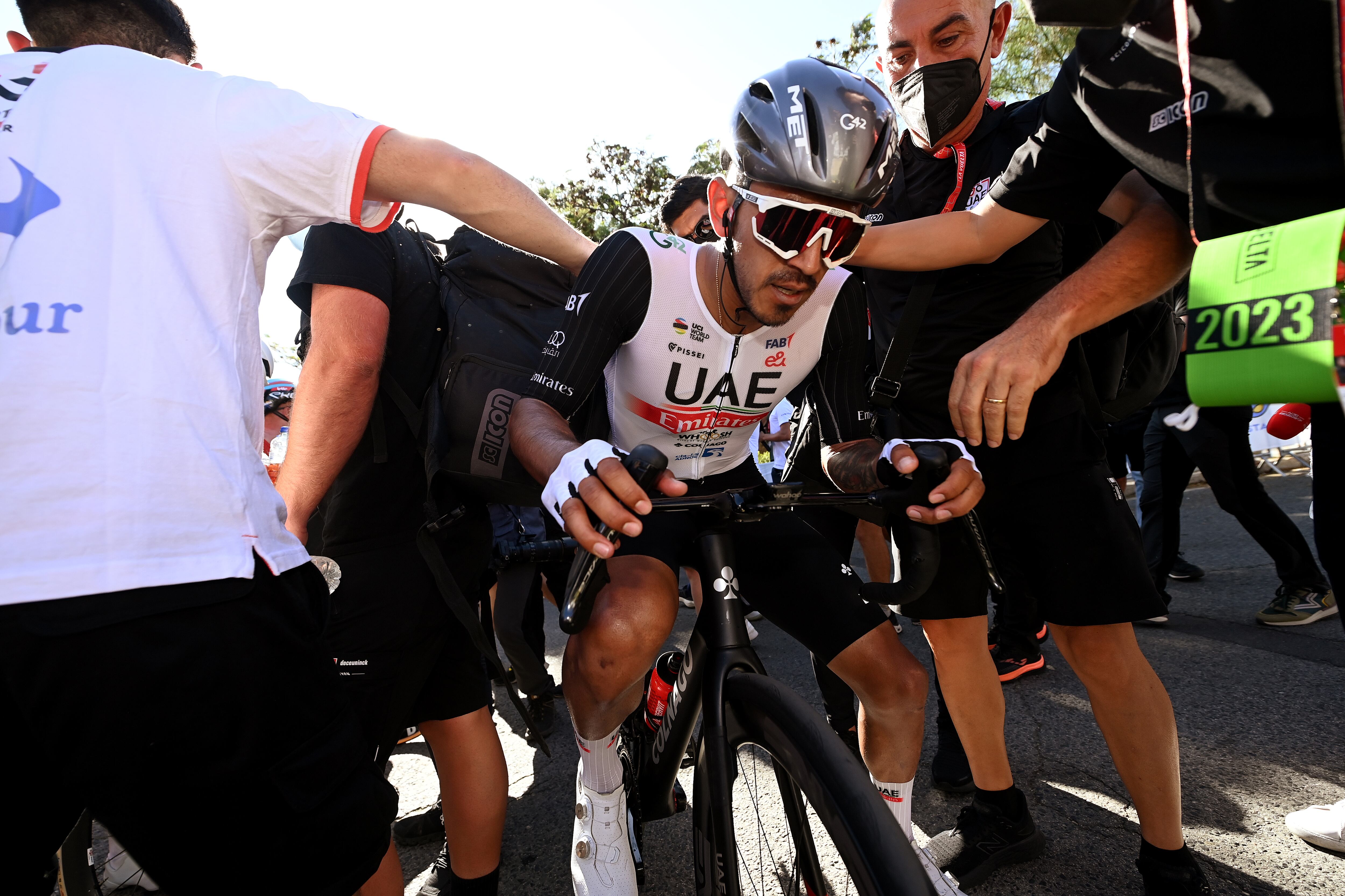 El segundo clasificado Juan Sebastián Molano Benavides de Colombia y UAE Team Emirates tras la 78ª Vuelta a España 2023, Etapa 4 una etapa de 184,6 km desde Andorra la Vella a Tarragona / #UCIWT / el 29 de agosto de 2023 en Tarragona, España. (Foto de Tim de Waele/Getty Images)