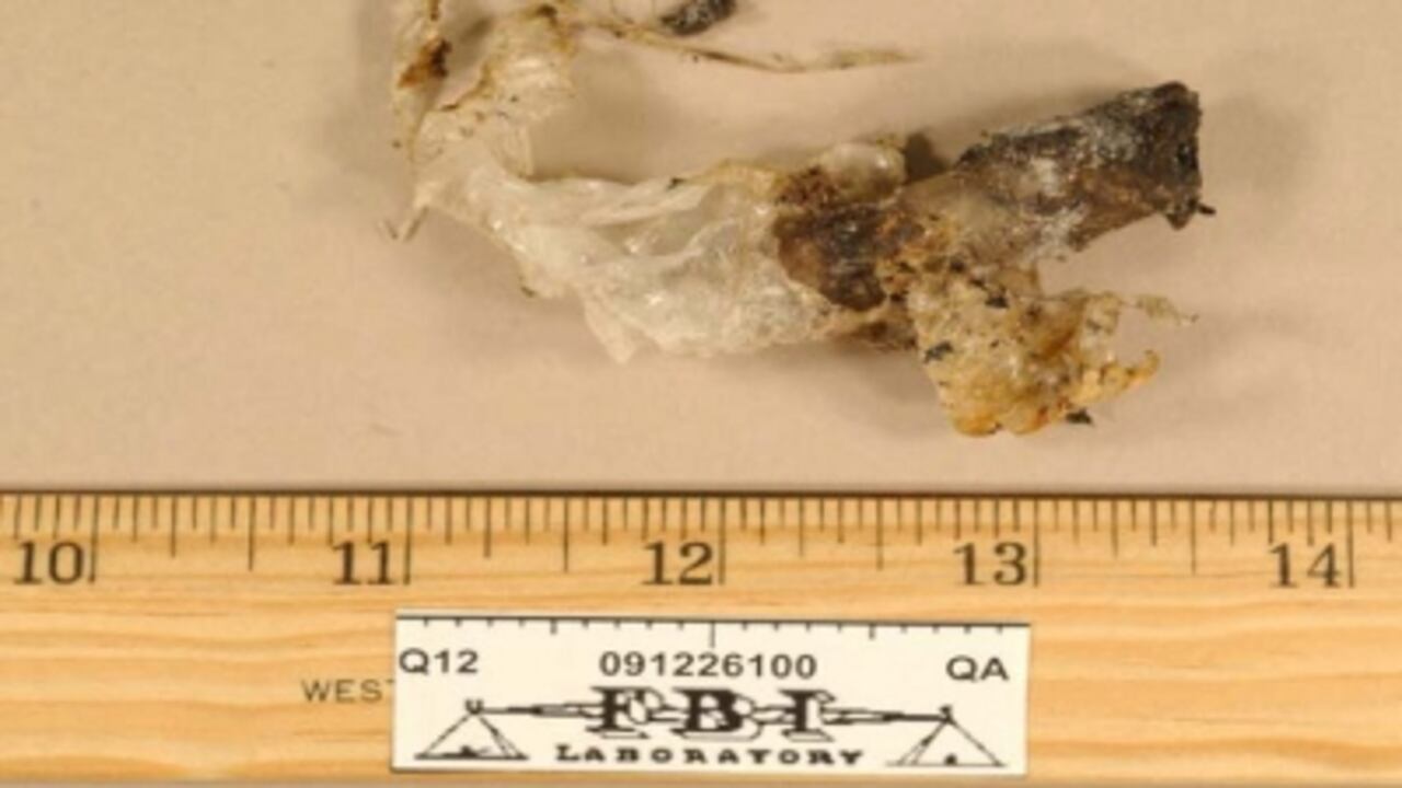 Fotografía que muestra la bomba que estaba oculta en una pieza de ropa interior del joven nigeriano Umar Farouk Abdulmutallab, que en la Navidad de 2009 trató de volar un avión en ruta desde Amsterdam a Detroit (EE.UU.).