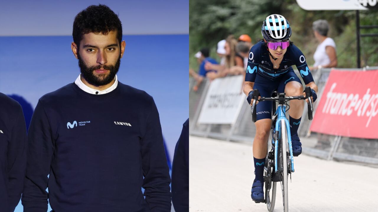 Fernando Gaviria y Paula Patiño, ciclistas Movistar Team. Foto: Movistar Team//Getty Images/Dario Belingheri