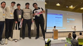 Los integrantes de los dos equipos ganadores presentaron sus soluciones tecnológicas para agilizar la evaluación de nuevos medicamentos en Colombia.