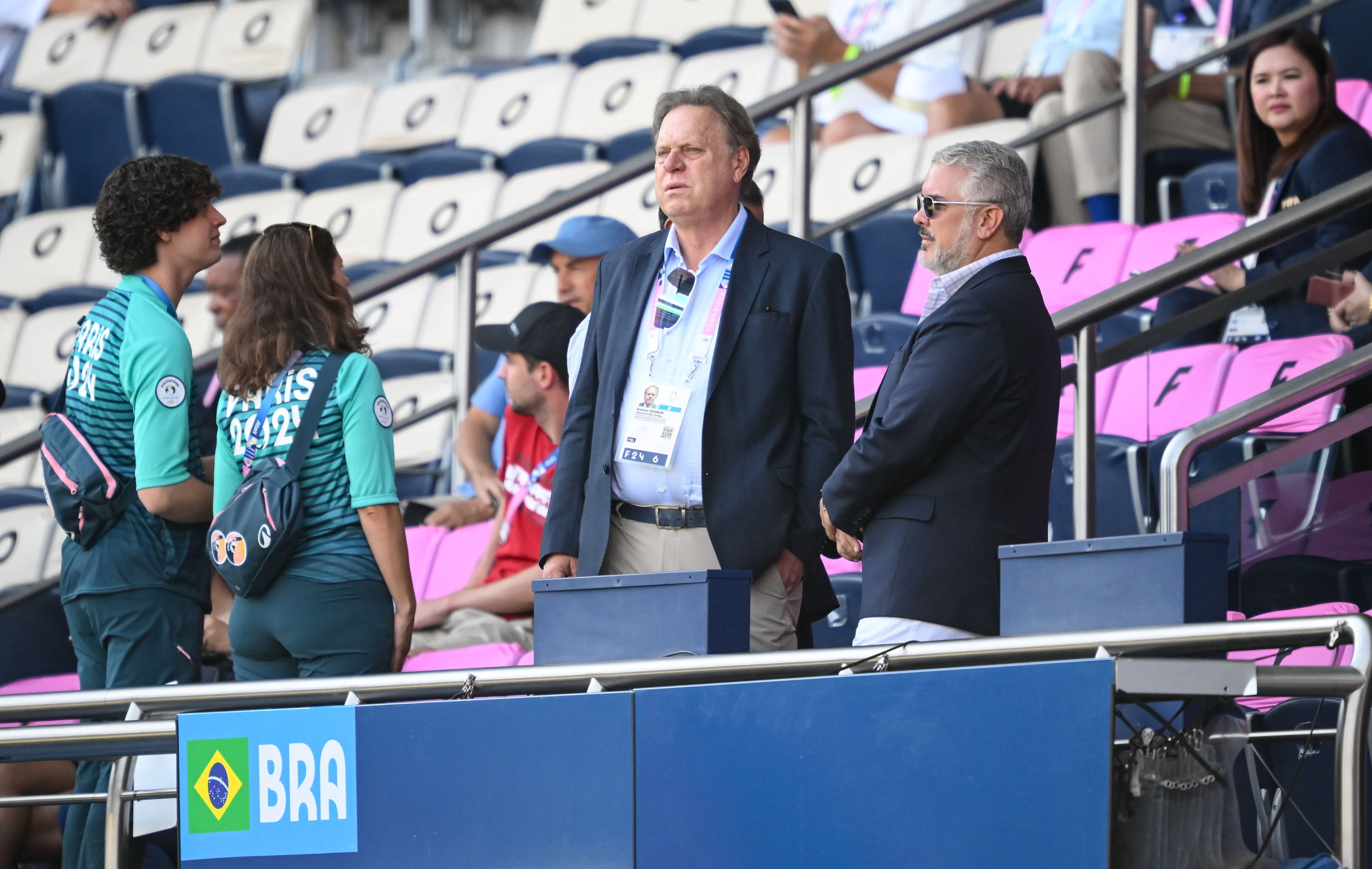 Paris , France - 10 August 2024; President of the Colombian Football Federation Ramón Jesurún in attendance before the women's gold medal match between Team Brazil and Team United States at Parc des Princes during the 2024 Paris Summer Olympic Games in Paris, France. (Photo By Stephen McCarthy/Sportsfile via Getty Images)