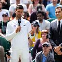 Djokovic y Federer, en julio de 2022, durante una ceremonia del centenario de Wimbledon