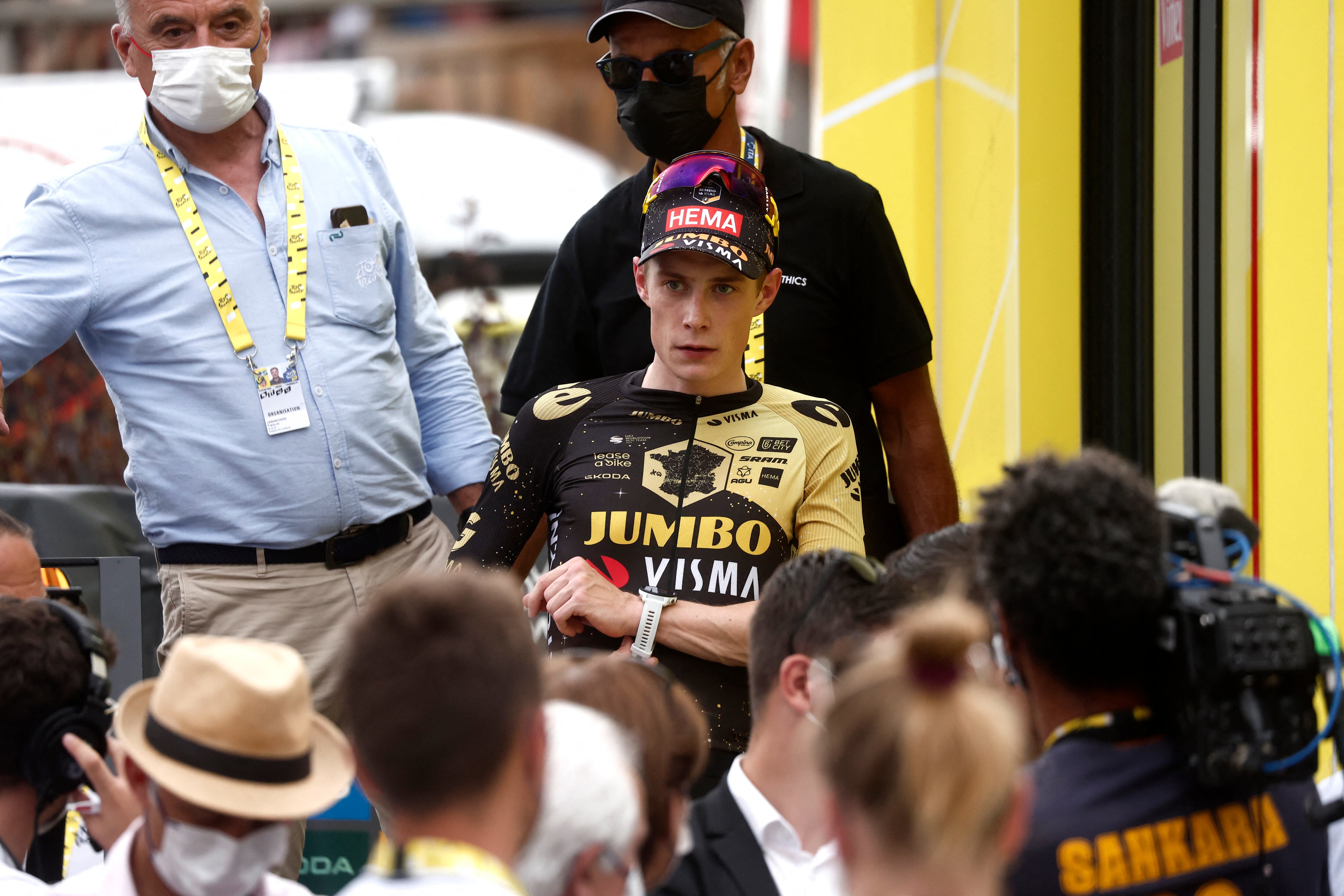 Cycling - Tour de France - Stage 16 - Passy to Combloux - France - July 18, 2023 Team Jumbo–Visma's Jonas Vingegaard after winning stage 16 REUTERS/Benoit Tessier