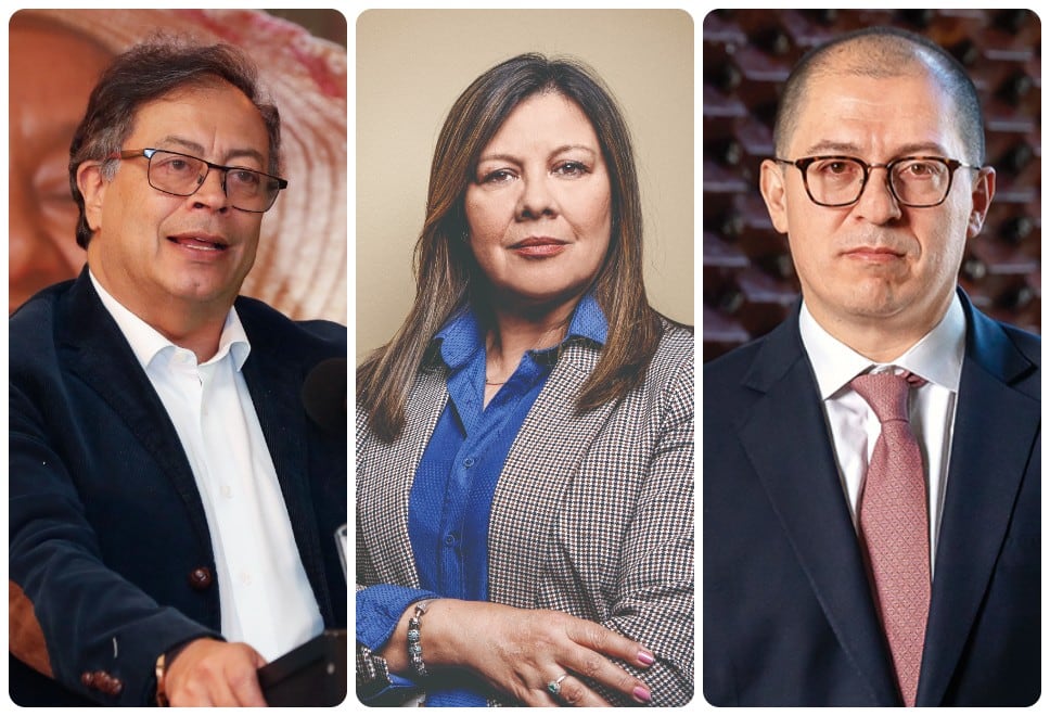 El presidente de la República, Gustavo Petro; la fiscal General, Luz Adriana Camargo; y el exfiscal Francisco Barbosa.