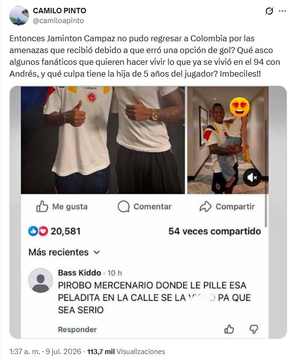 Posteo de Camilo Pinto