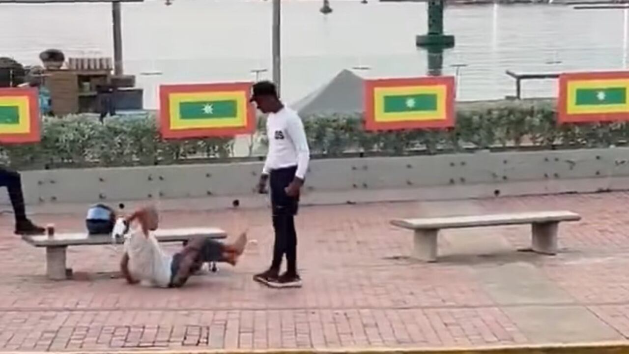 Contratista de Distriseguridad agrede a una habitante de calle en Cartagena.