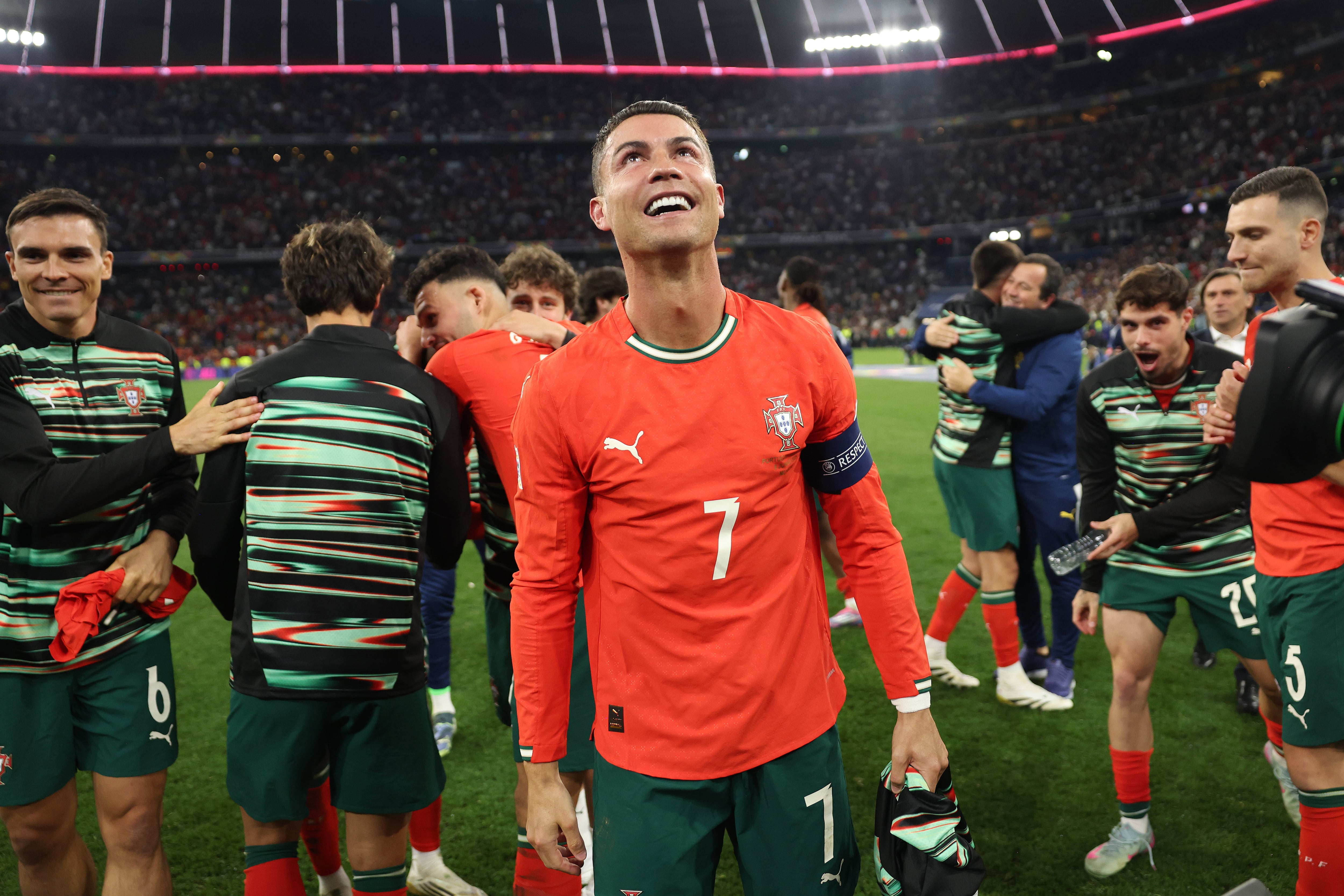 MUNICH, GERMANY - JUNE 08: Cristiano Ronaldo of Portugal celebrates victory following the UEFA Nations League 2025 final match between Portugal and Spain at Munich Football Arena on June 08, 2025 in Munich, Germany. (Photo by Maja Hitij - UEFA/UEFA via Getty Images)