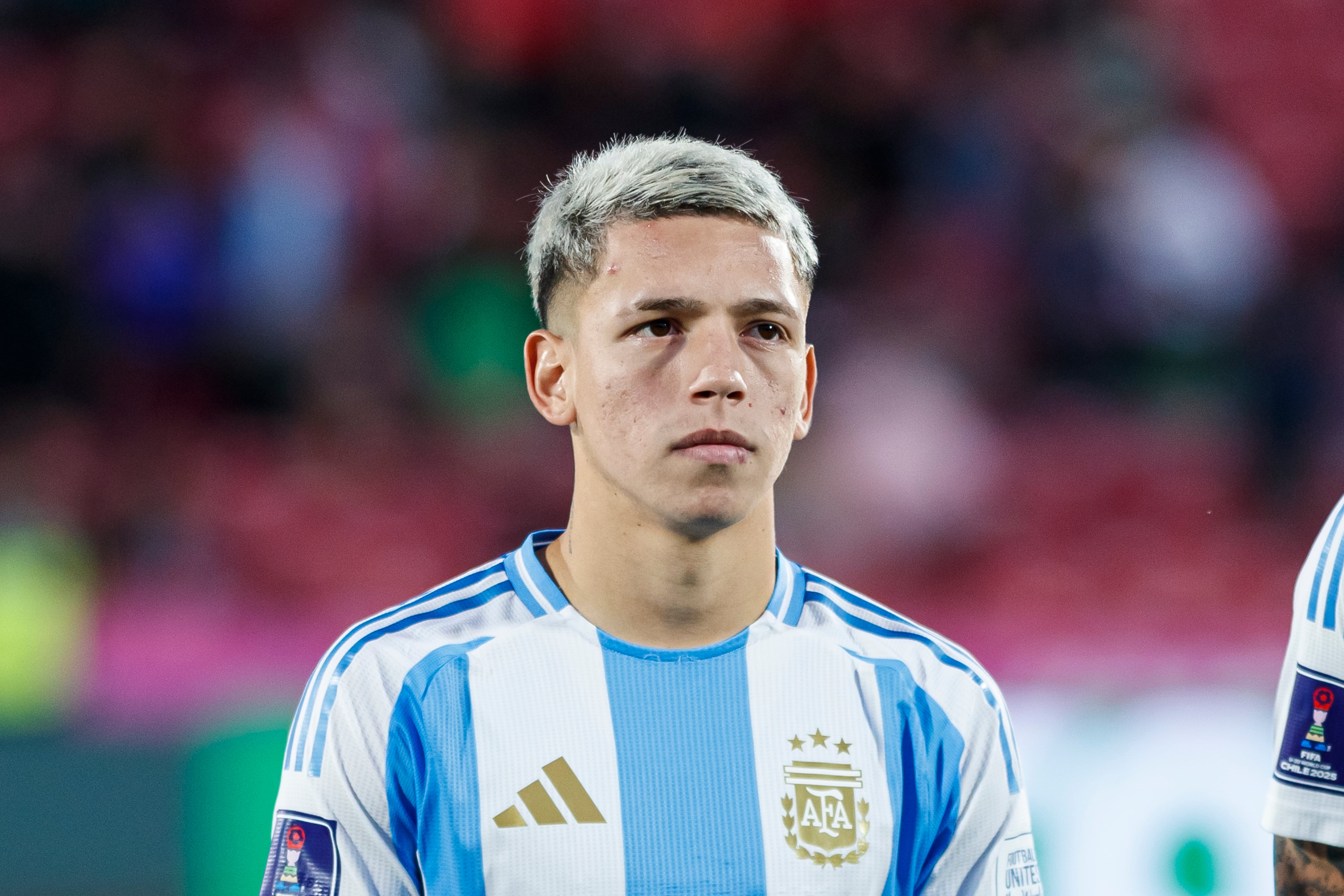 SANTIAGO, CHILE - OCTOBER 11: Gianluca Prestianni of Argentina looks on prior to the FIFA U-20 World Cup Chile 2025 quarter-final match between Mexico and Argentina at Estadio Nacional Julio Martinez Pradanos on October 11, 2025 in Santiago, Chile. (Photo by Martín Fonseca/Eurasia Sport Images/Getty Images)