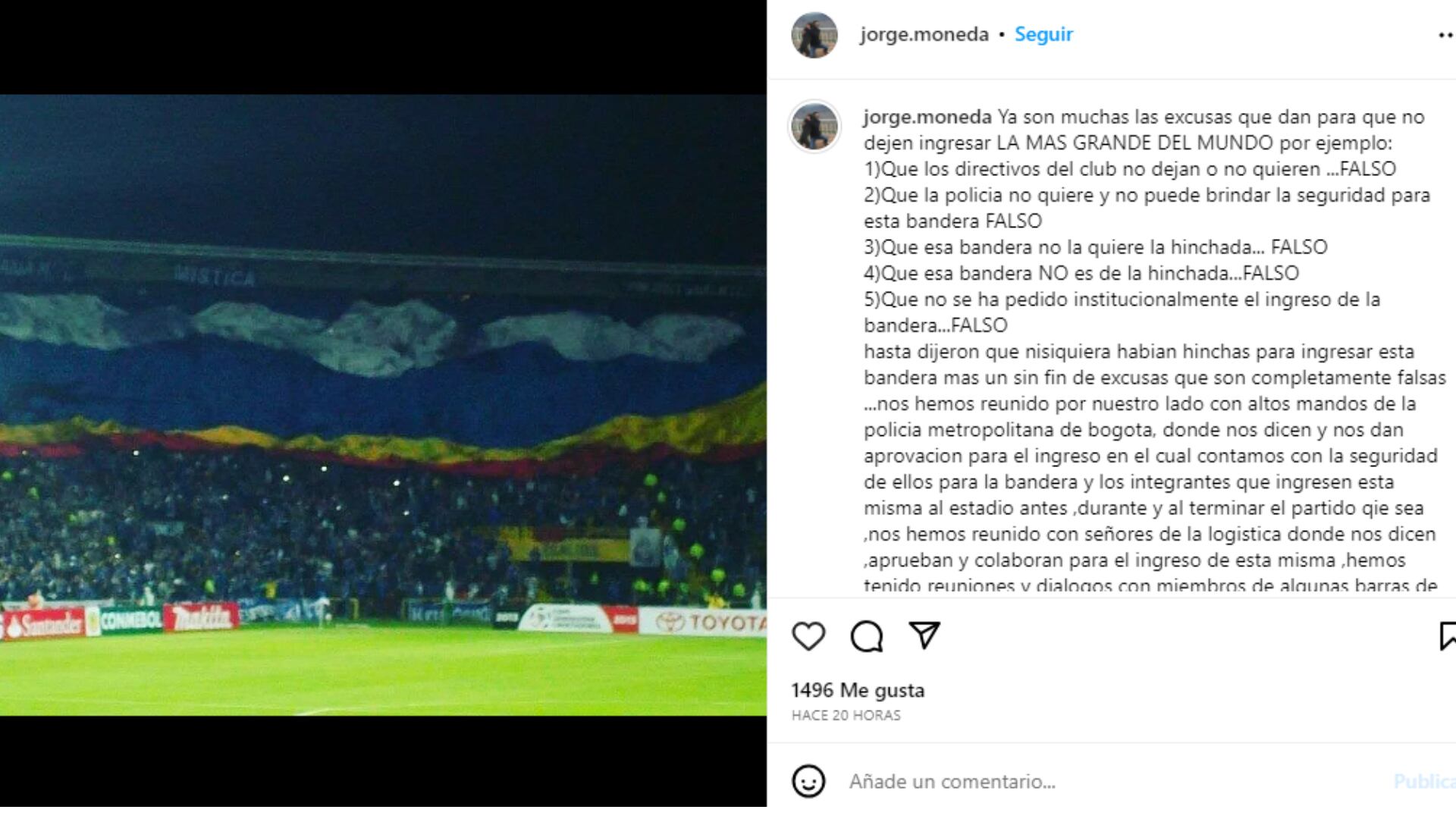 Mensaje de Jorge Luis Lizcano, más conocido como 'Moneda' sobre la fecha que podría desplegarse la "bandera más grande del mundo".