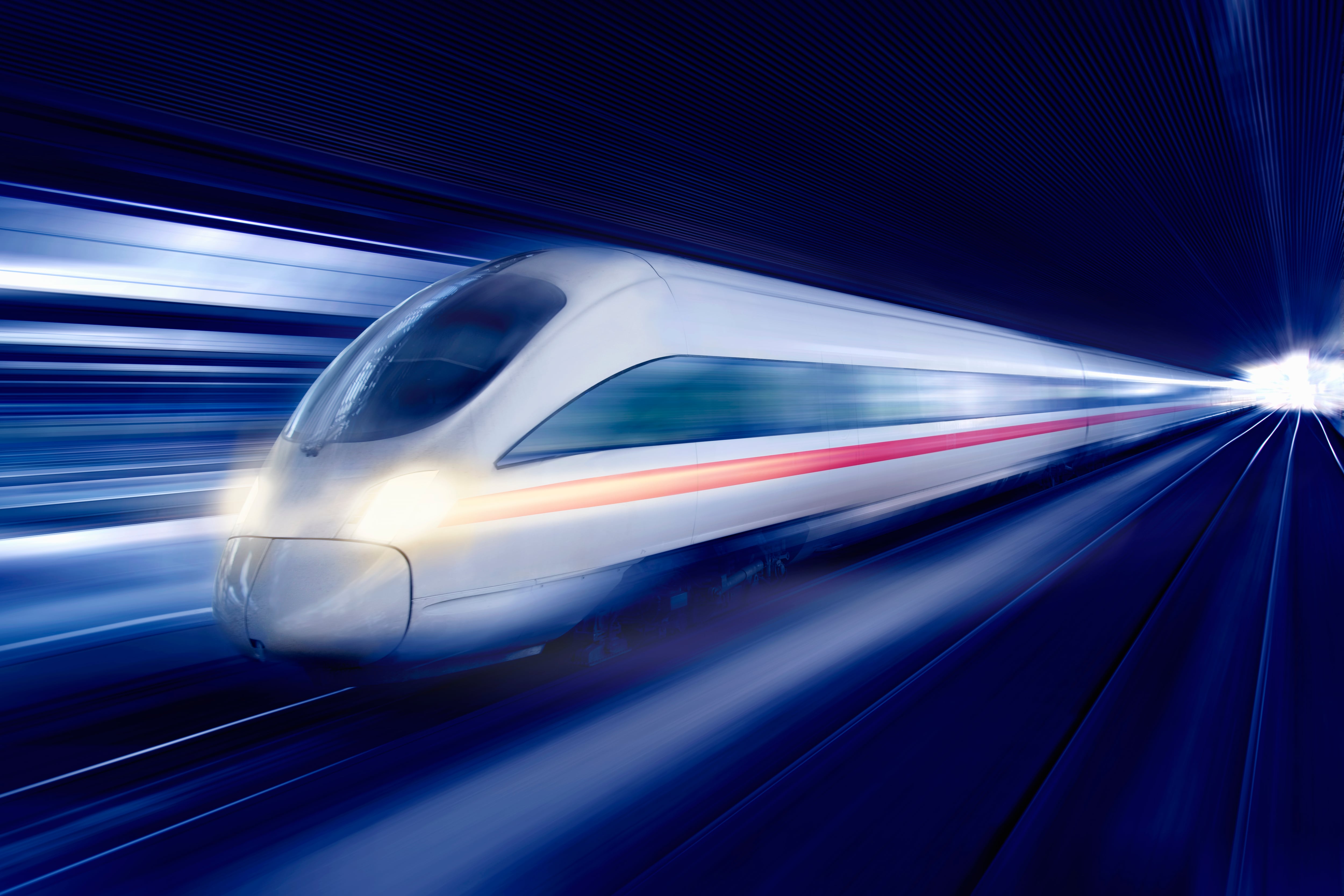 Futuristic train at speed