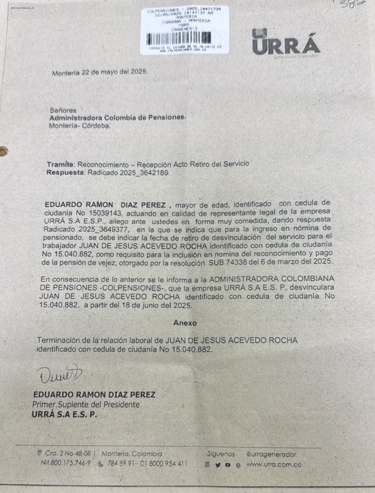 Documento Urrá