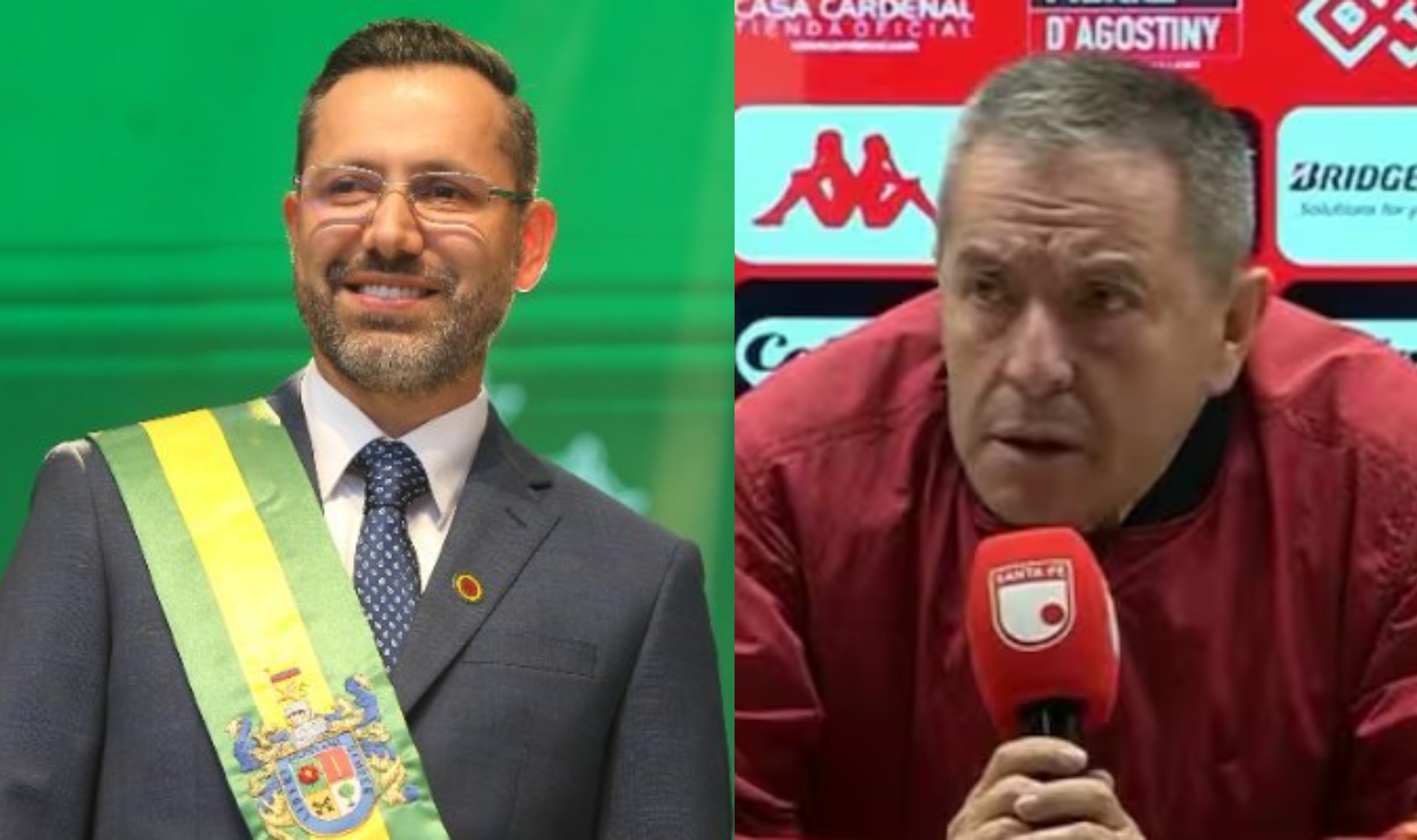 Jaime Andrés Beltrán, alcalde de Bucaramanga, y Eduardo Méndez, presidente de Santa Fe.