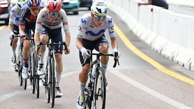 ANDALO , ITALY - MAY 27: Einer Rubio of Colombia and Team Movistar competes in the chase group during the 109th Giro d'Italia 2026, Stage 17 a 202km stage from Cassano d'Adda to Andalo 1012m / #UCIWT / on May 27, 2026 in Andalo Valtellino, Italy. (Photo by Dario Belingheri/Getty Images)