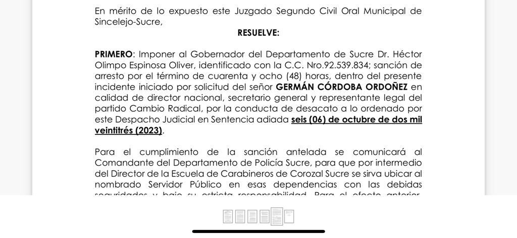 La nueva denuncia contra el Gobernador de Sucre, Héctor Olimpo Espinosa.