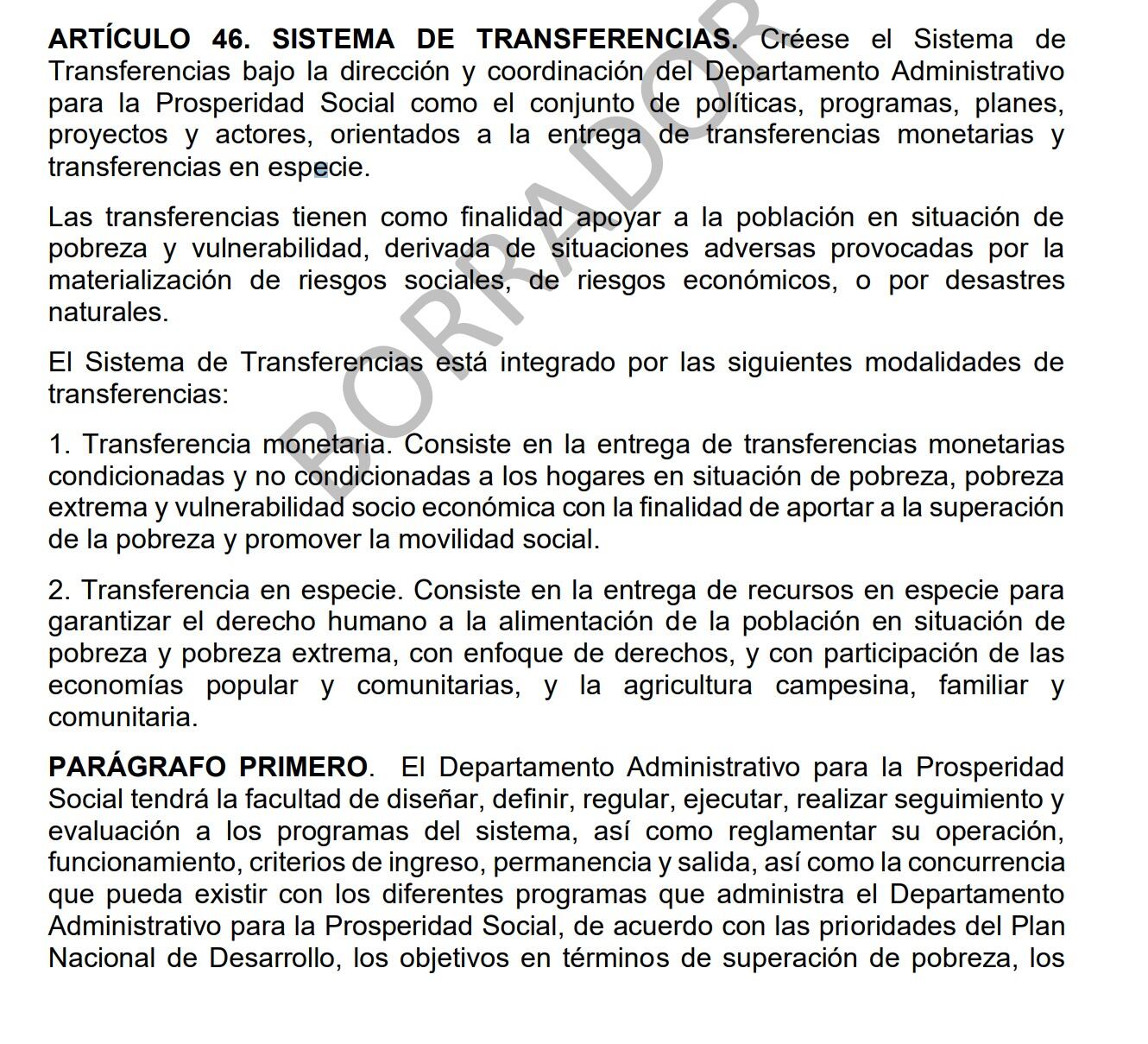 Borrador del Plan Nacional de Desarrollo del Gobierno Petro.
