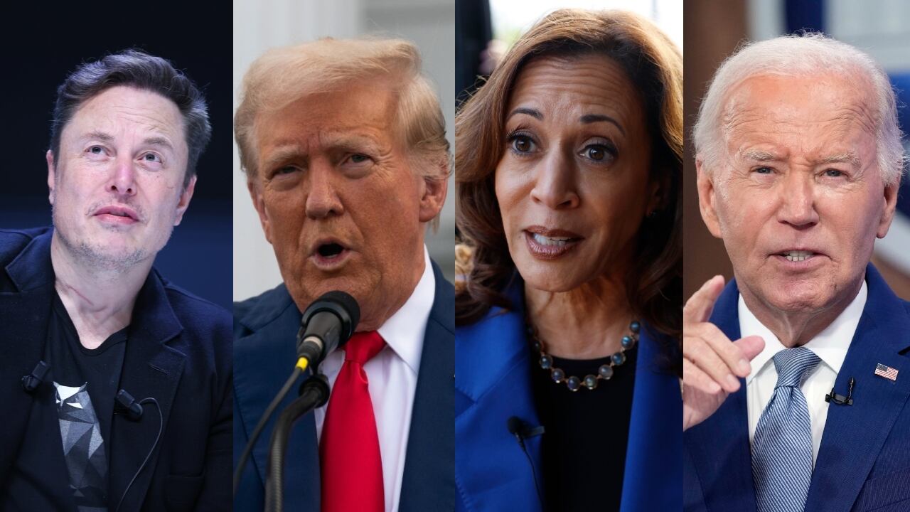 Elon Musk, Donald Trump, Kamala Harris, Joe Biden