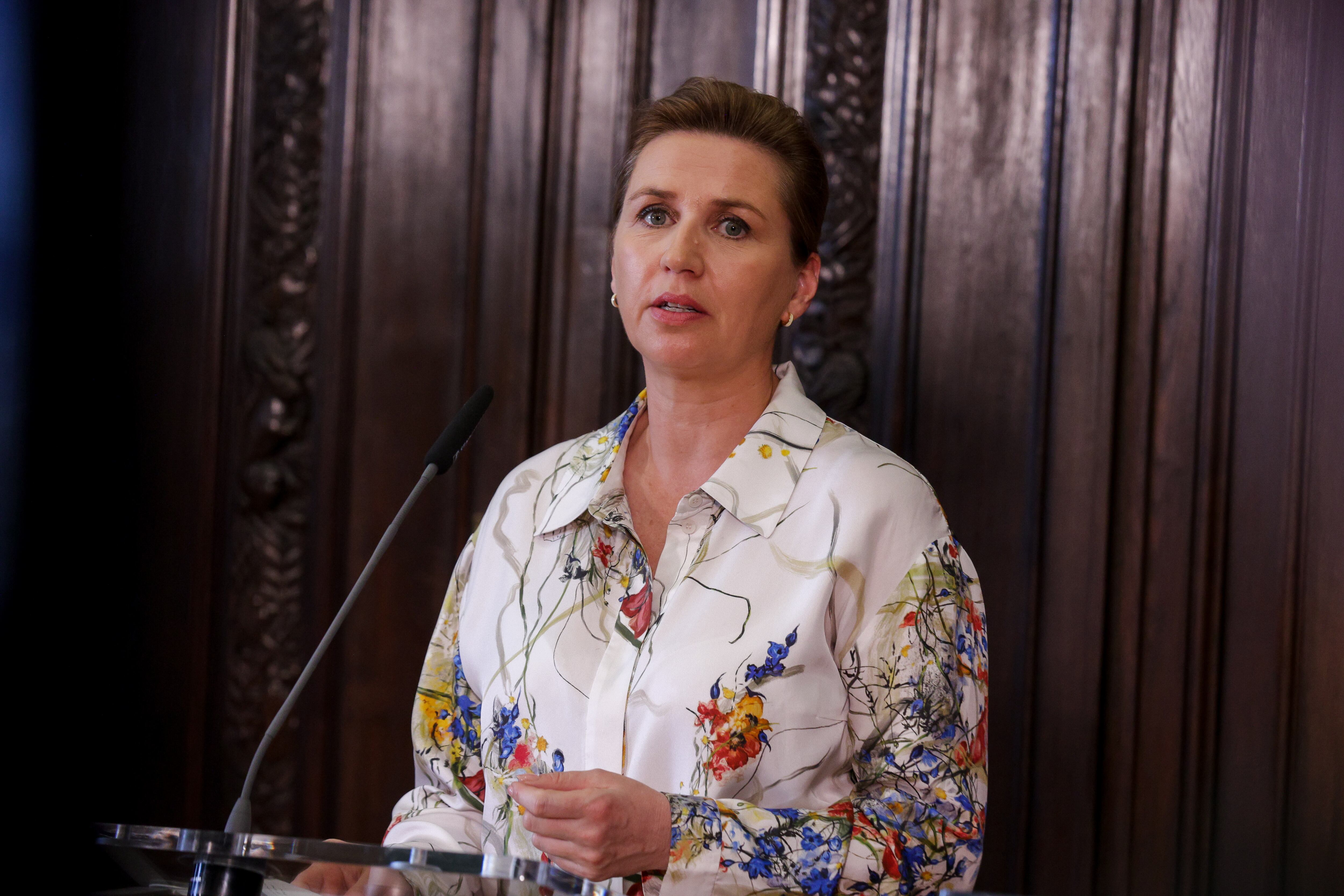 La primera ministra danesa, Mette Frederiksen, durante la reunión en Praga, República Checa, el 28 de mayo de 2024.