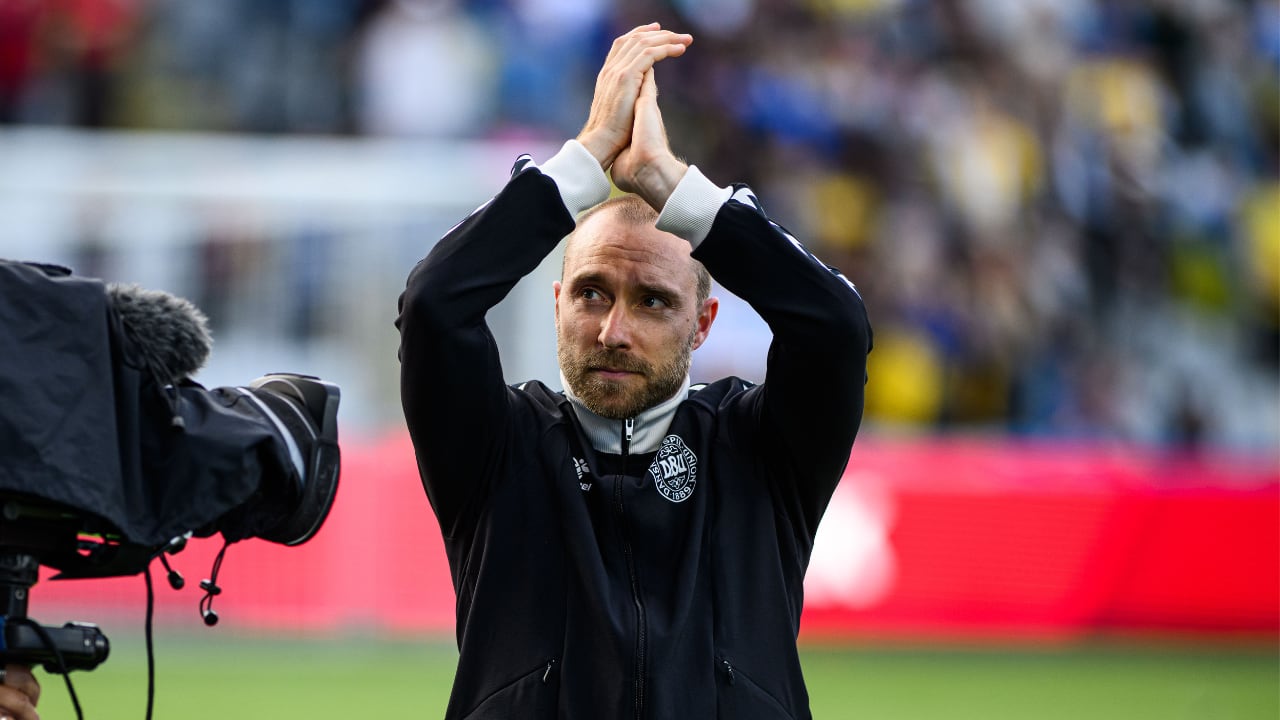 Christian Eriksen en el amistoso de Dinamarca contra Ucrania.