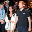Britain's Prince Harry, right, and Meghan, Duchess of Sussex, arrive to a wheelchair basketball match at the Invictus Games in Duesseldorf, Germany, Wednesday, Sept. 13, 2023. Harry founded the Invictus Games to aid the rehabilitation of service members and veterans by giving them the challenge of competing in sports events similar to the Paralympics. (AP Photo/Martin Meissner)