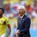 SARANSK, RUSSIA - JUNE 19: Jose Pekerman, Head coach of Colombia reacts during the 2018 FIFA World Cup Russia group H match between Colombia and Japan at Mordovia Arena on June 19, 2018 in Saransk, Russia. (Photo by Maja Hitij - FIFA/FIFA via Getty Images)