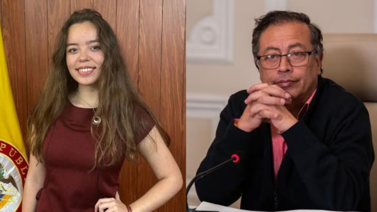 La joven Jerome Sanabria y el presidente Gustavo Petro.