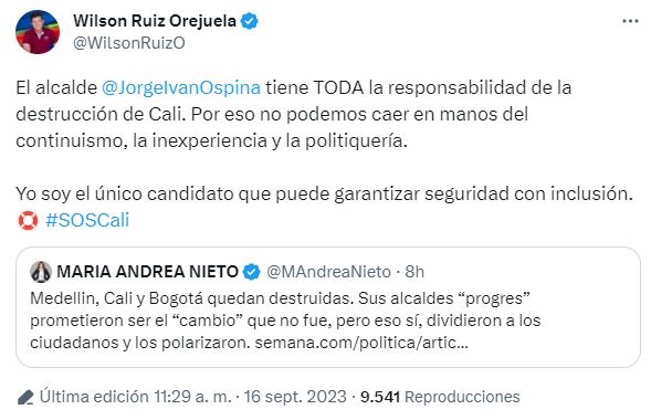 Trino del candidato Wilson Ruiz tras encuesta Guarumo-Ecoanalítica