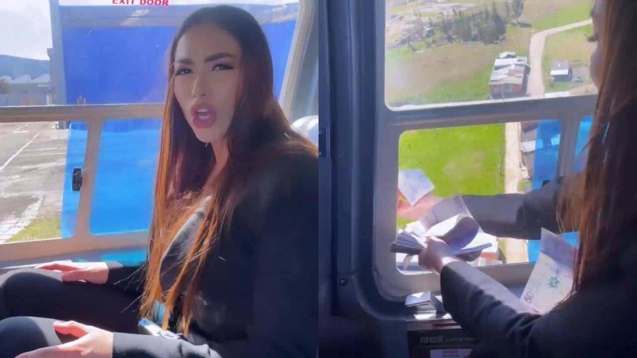 Epa Colombia lanza billetes desde helicóptero.