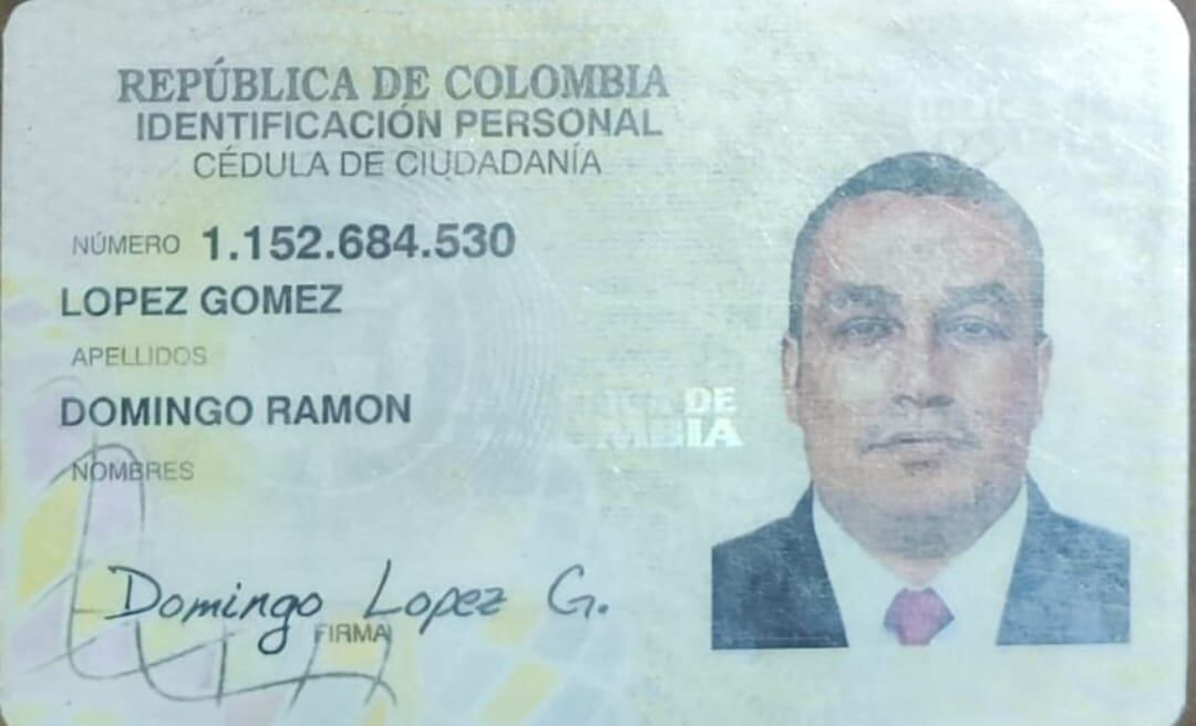 Según las autoridades, esta es la cédula falsa con la que se presentaba alias Ferley.