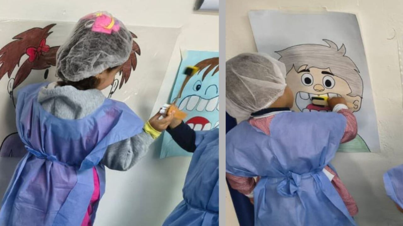 Niños prticipando en la cepillaton