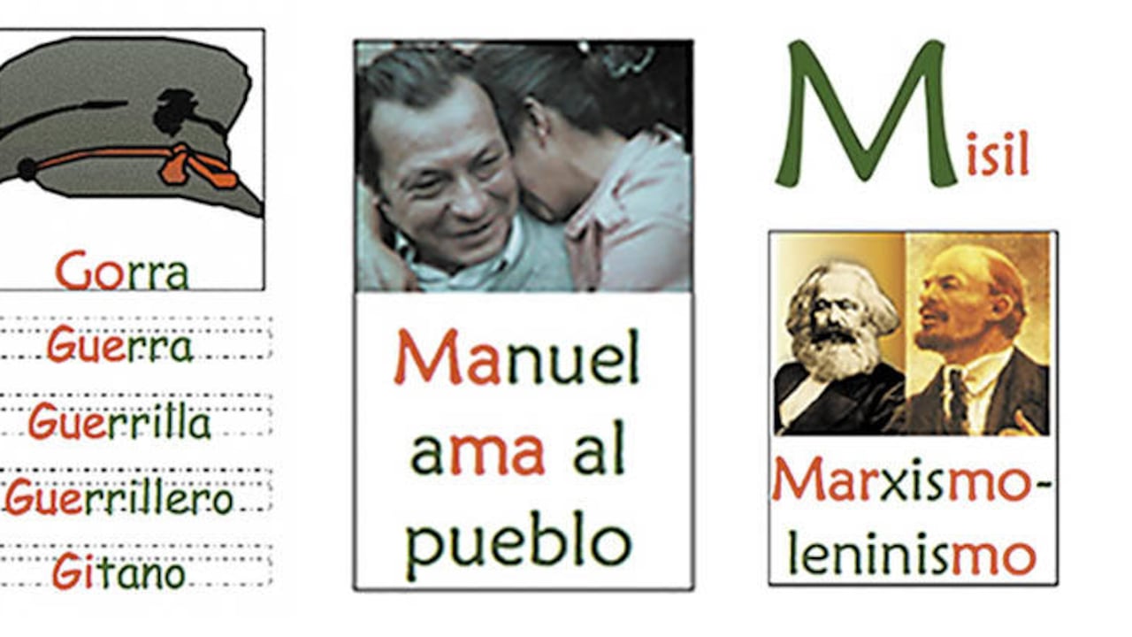 Página de la cartilla de lectoescritura y matemáticas de las Farc.