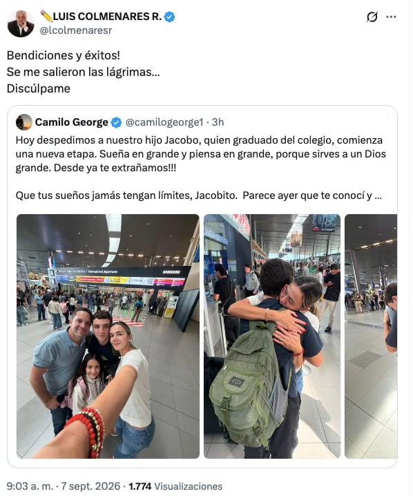 La publicación en X de la cuenta @camilogeorge1.