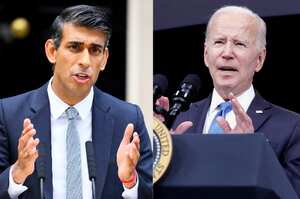 Rishi Sunak, primer ministro británico y Joe Biden, presidente de Estados Unidos.