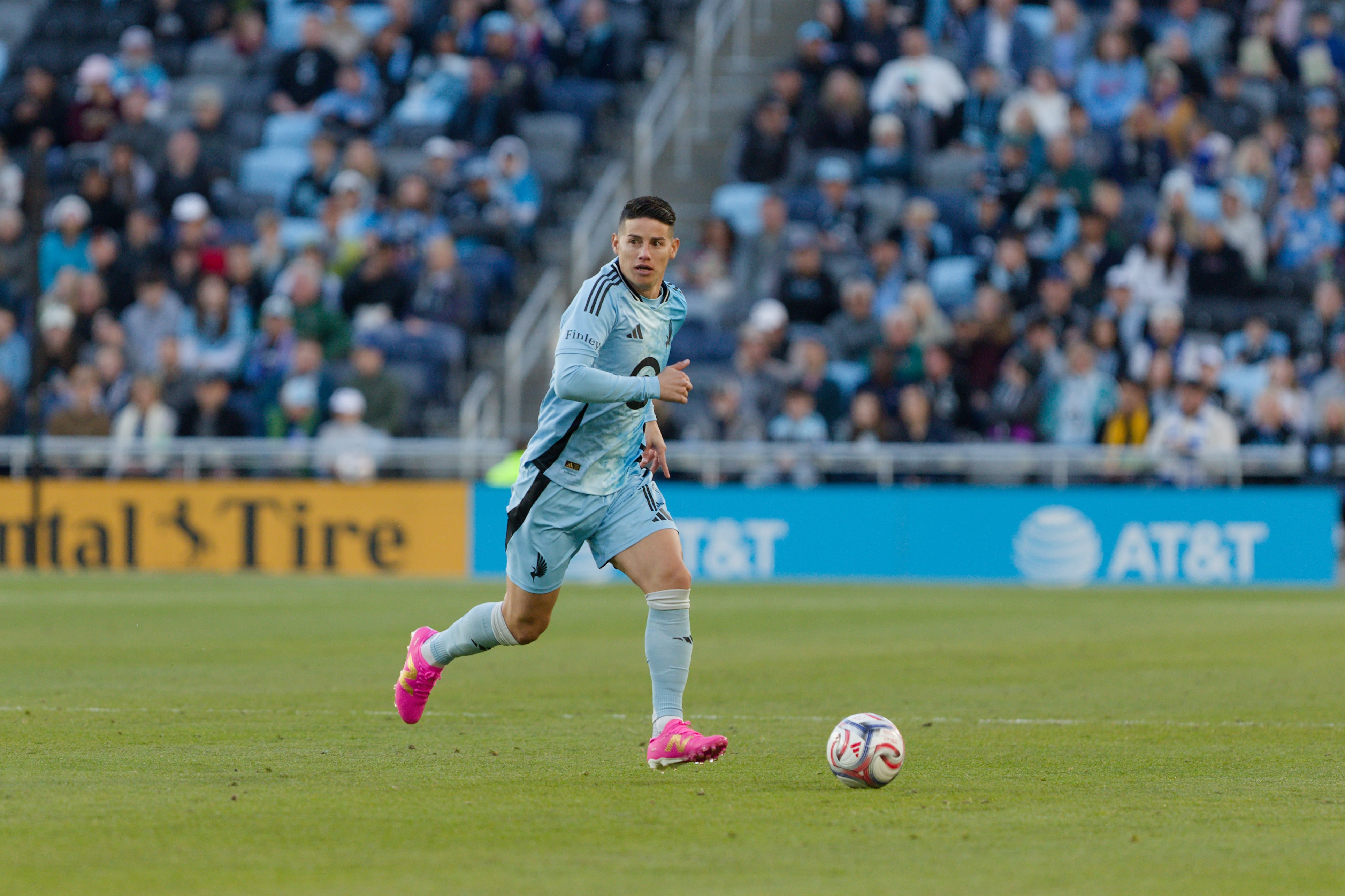 ST PAUL, MINNESOTA - MAY 10: James Rodríguez #10 of Minnesota United FC controls the ball during a game between Minnesota United FC and Austin FC at Allianz Field on May 10, 2026 in St Paul, Minnesota. (Photo by Jeremy Olson/ISI Photos/ISI Photos via Getty Images)