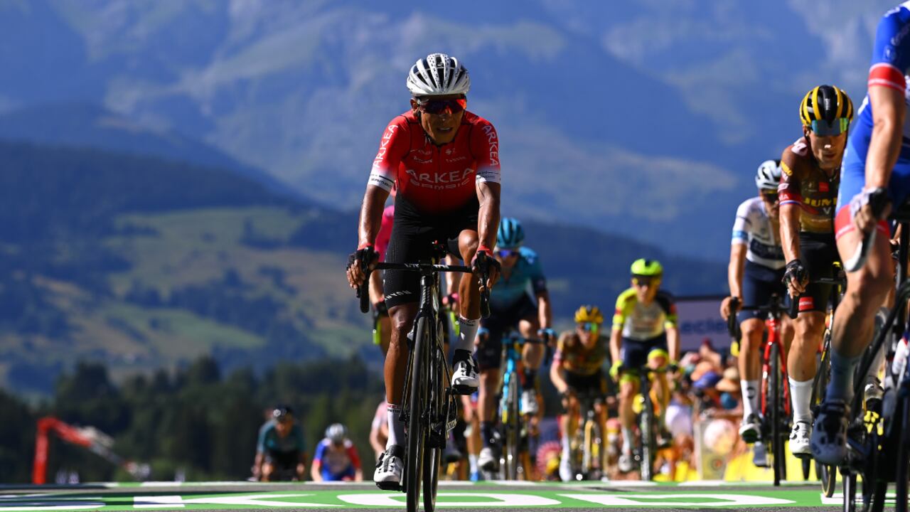 MEGEVE, FRANCE - JULY 12: Nairo Alexander Quintana Rojas of Colombia and Team Arkéa - Samsic crosses the finish line during the 109th Tour de France 2022, Stage 10 a 148,1km stage from Morzine to Megève 1435m / #TDF2022 / #WorldTour / on July 12, 2022 in Megeve, France. (Photo by Getty Images/Tim de Waele)