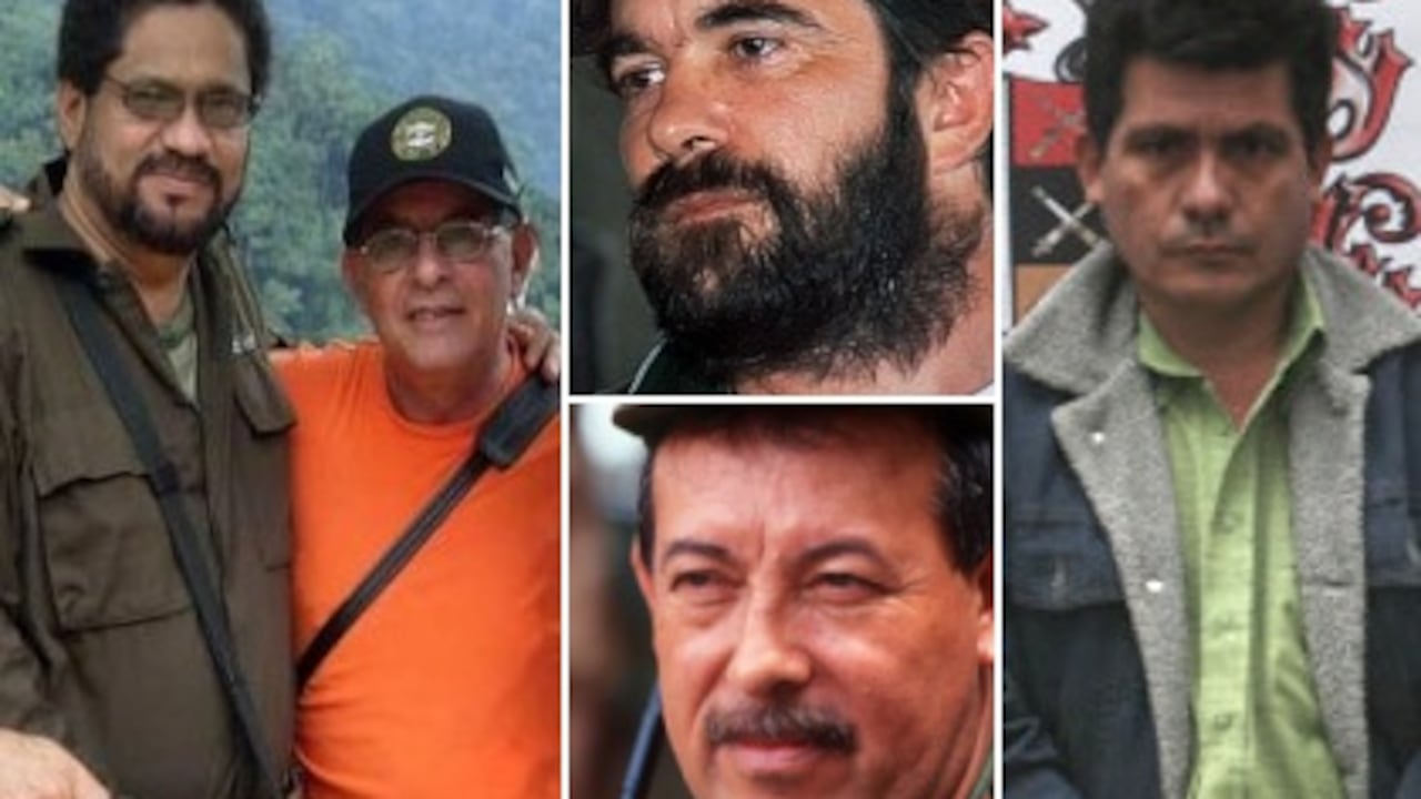 'Iván Márquez' y Rodrigo Granda (izquierda), 'Timochenko' (arriba), 'Grannobles' (abajo) y 'Pablito' (derecha).