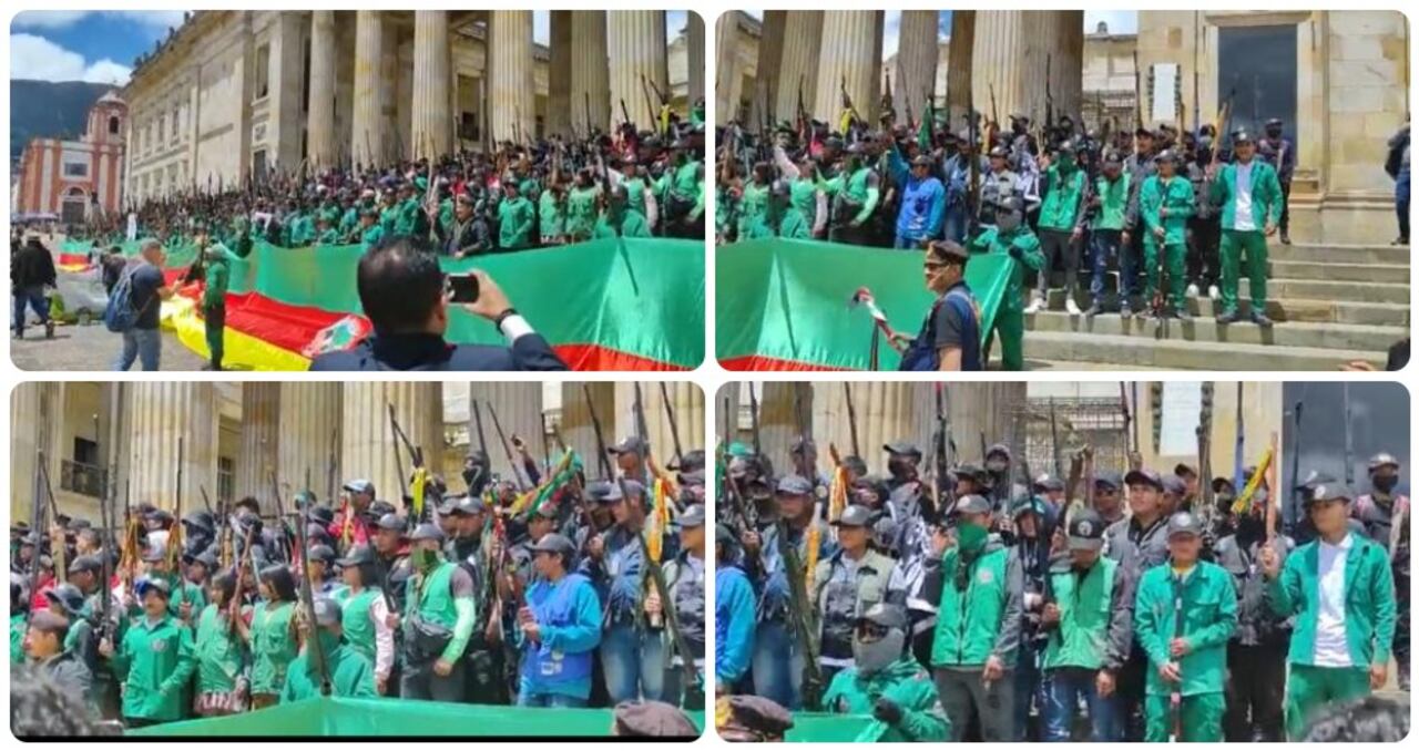 La guardia indígena en el Congreso este miércoles.