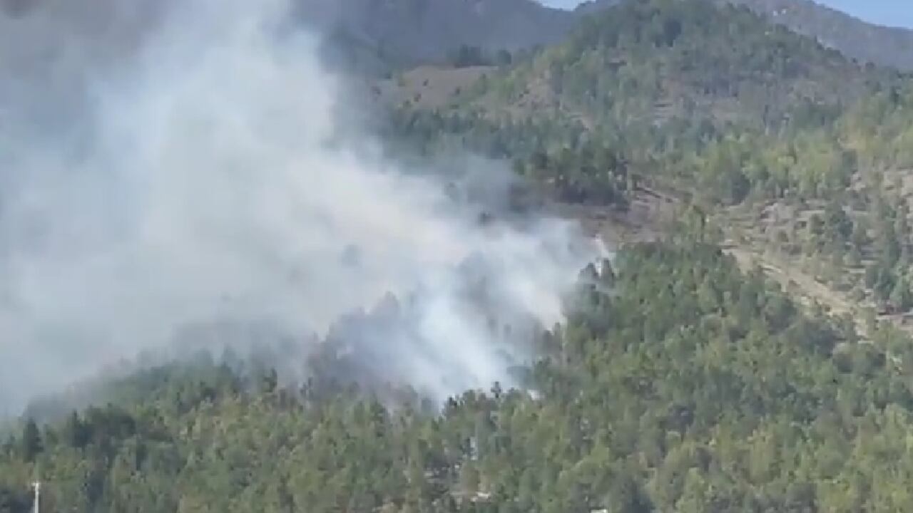 Así se veía esta tarde el incendio desde el aire.